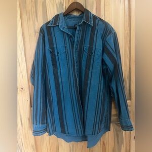 VINTAGE Wrangler Blue and Black Striped Brush Popper